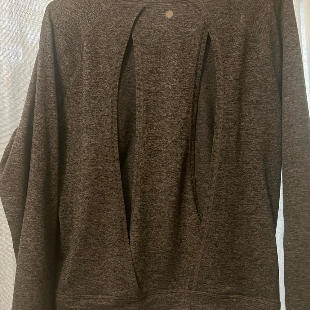 Grey open back long sleeved shirt
